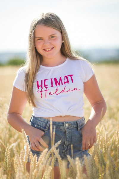 Mädchen T-Shirt Heimatheldin weiss/pink