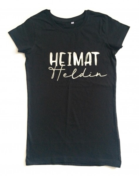 Damen T-Shirt Heimatheldin schwarz/silber